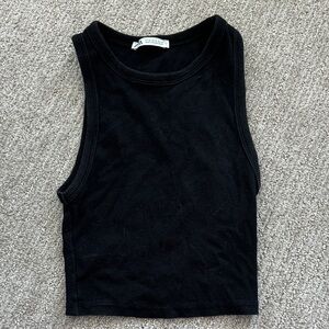 Zara Black Ribbed Cropped Tank